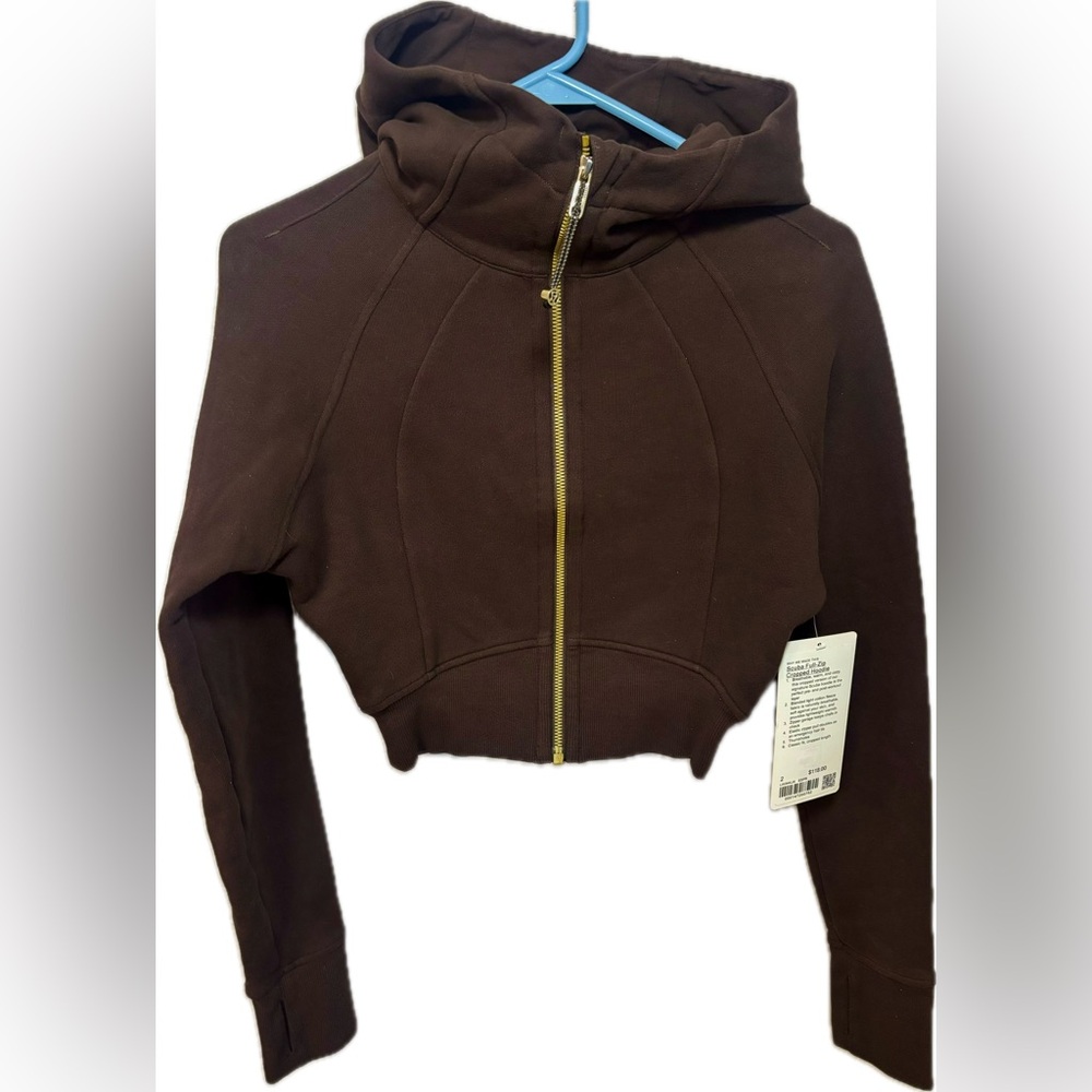 NWT Lululemon Women’s Scuba Full-Zip Cropped Hoodie - Size 2 - Espresso (ESPR)